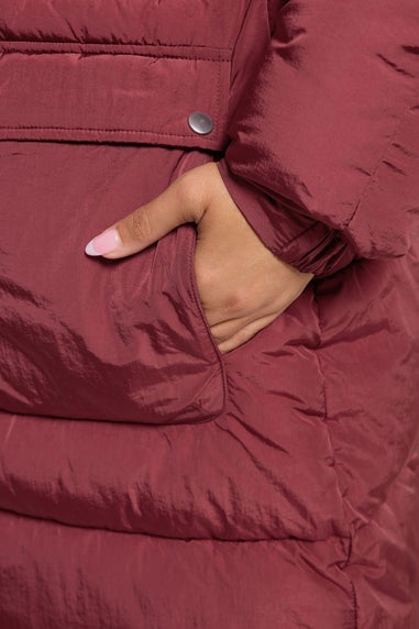 Yours Curve Red Padded Parka Coat