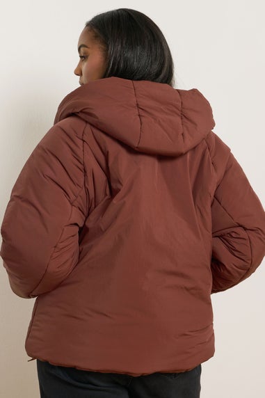 Yours Curve Brown Padded Coat