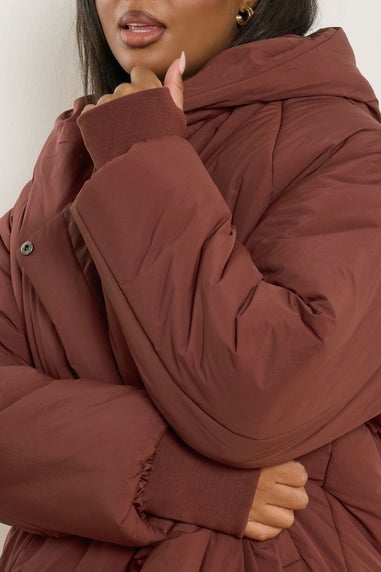 Yours Curve Brown Padded Coat