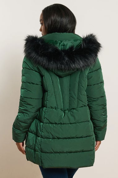 Yours Curve Green Short Puffer Coat