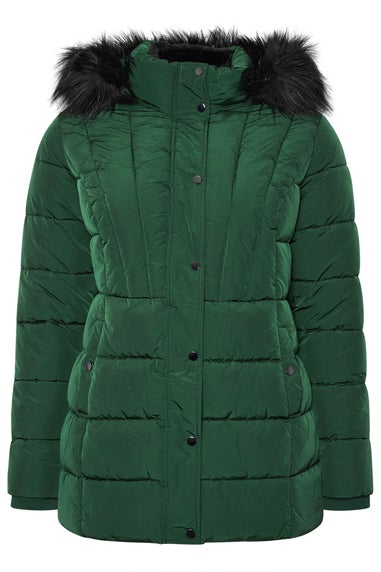 Yours Curve Green Short Puffer Coat