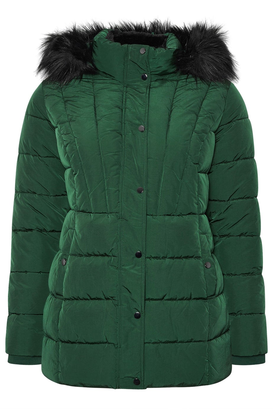 Yours Curve Green Short Puffer Coat
