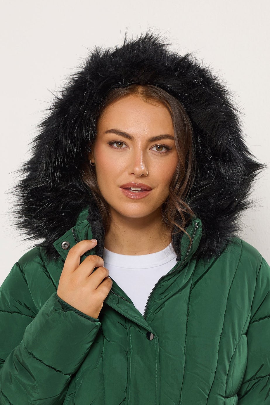 Yours Curve Green Short Puffer Coat