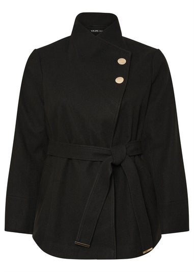 Yours Curve Black Formal Wrap Coat