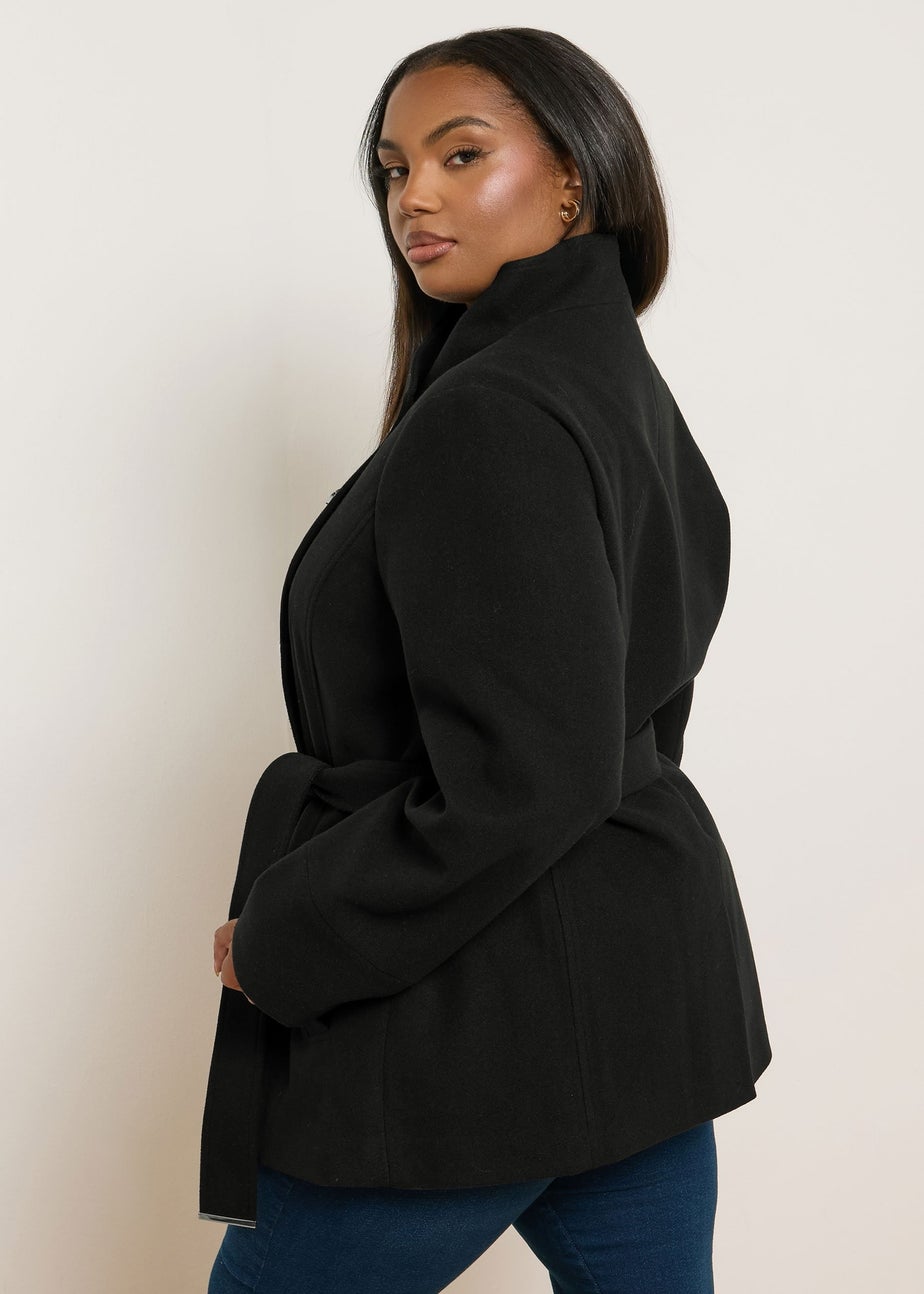 Yours Curve Black Formal Wrap Coat