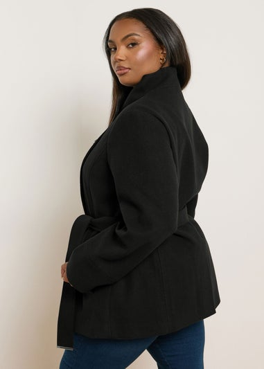 Yours Curve Black Formal Wrap Coat