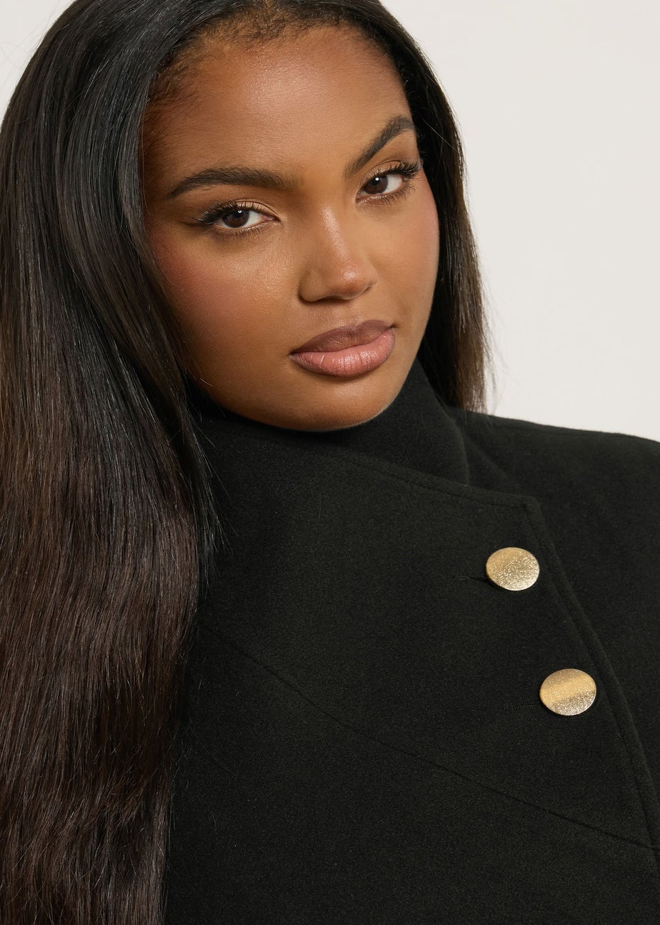 Yours Curve Black Formal Wrap Coat