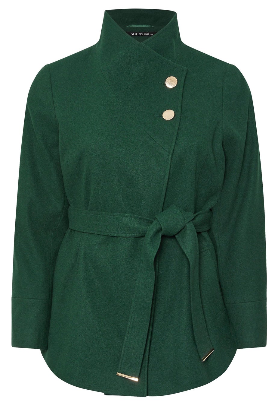 Yours Curve Dark Green Formal Wrap Coat