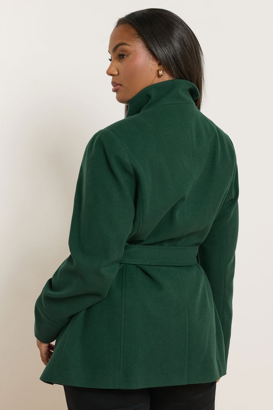 Yours Curve Dark Green Formal Wrap Coat