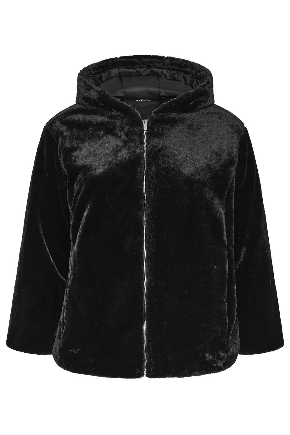 Yours Curve Black Faux Fur Hooded Jacket