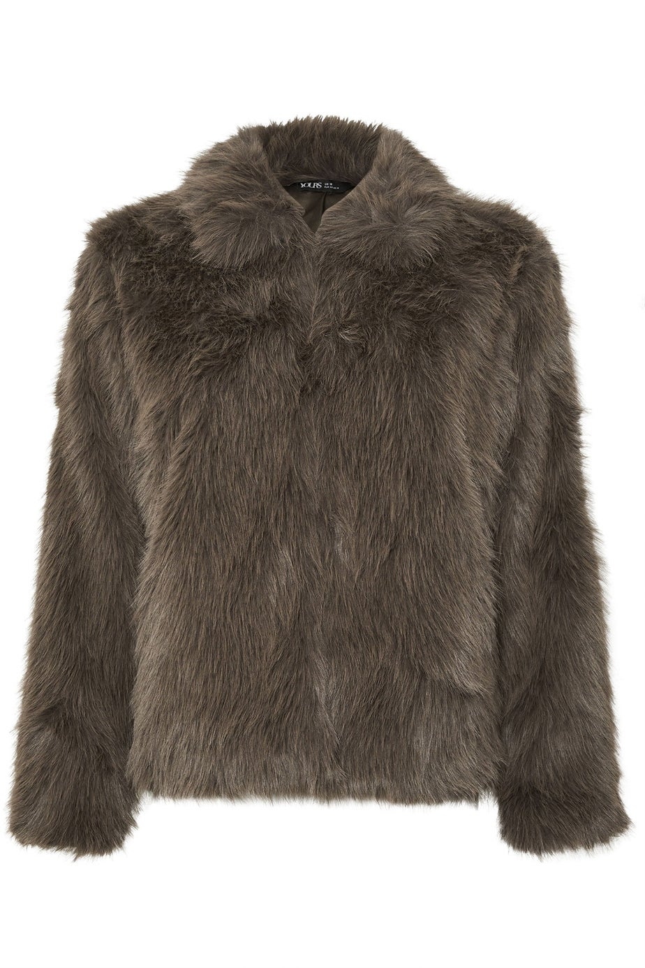 Yours Curve Brown Faux Fur Collared Jacket