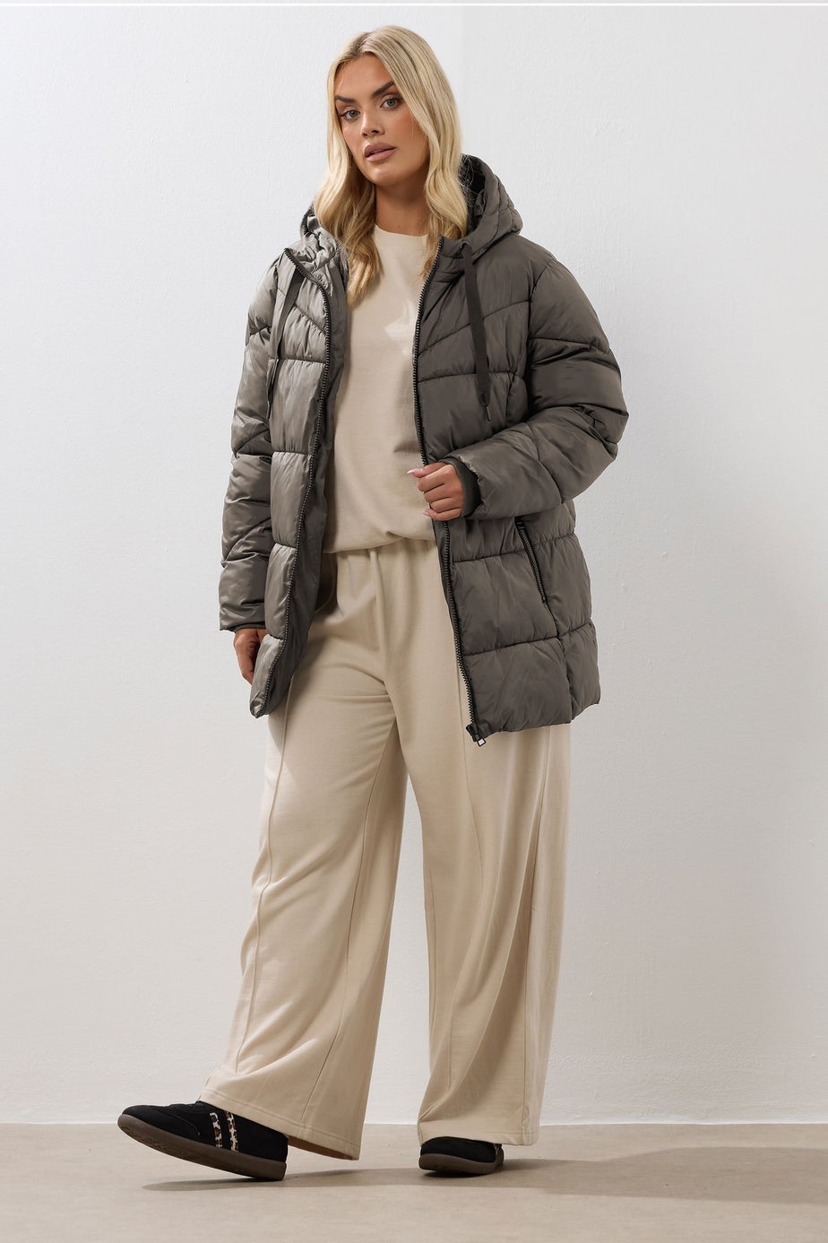 Yours Curve Brown Short Padded Coat