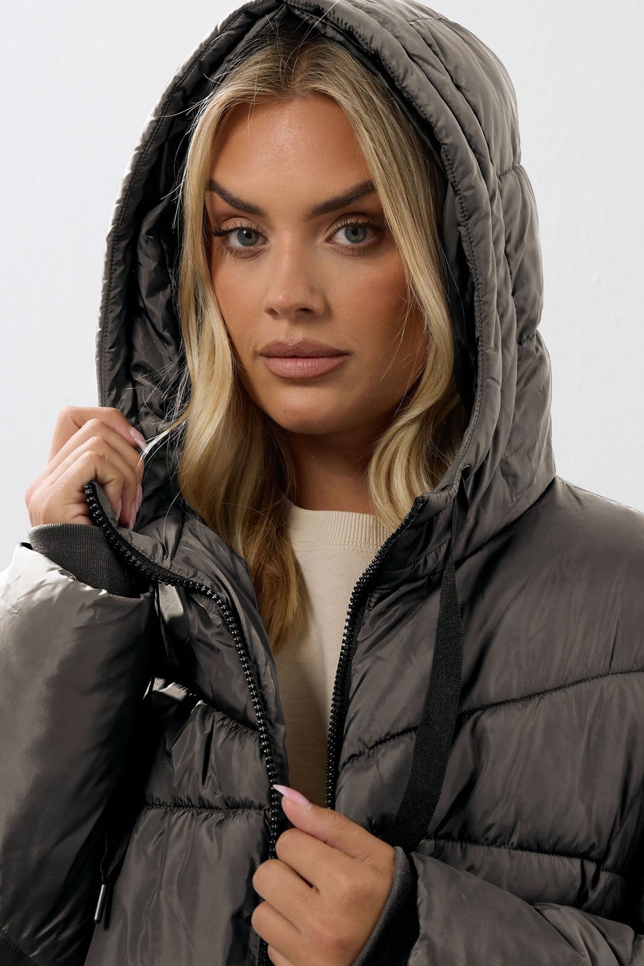 Yours Curve Brown Short Padded Coat