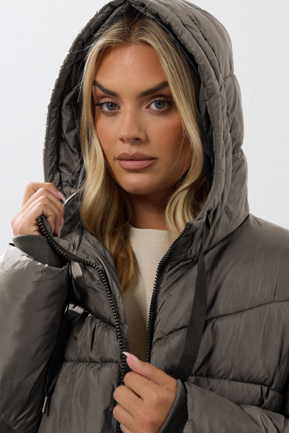 Yours Curve Brown Short Padded Coat