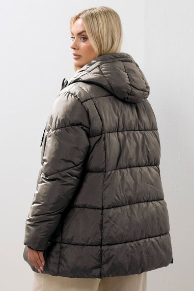 Yours Curve Brown Short Padded Coat