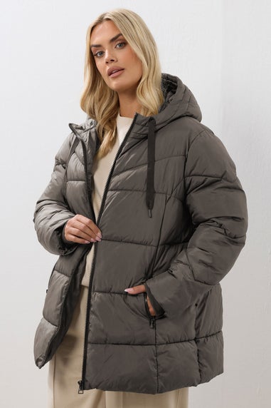 Yours Curve Brown Short Padded Coat