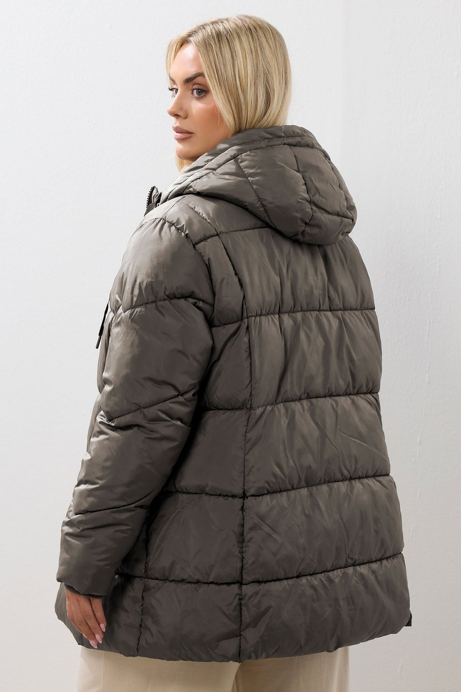 Yours Curve Brown Short Padded Coat