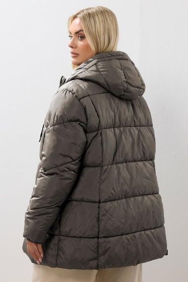 Yours Curve Brown Short Padded Coat