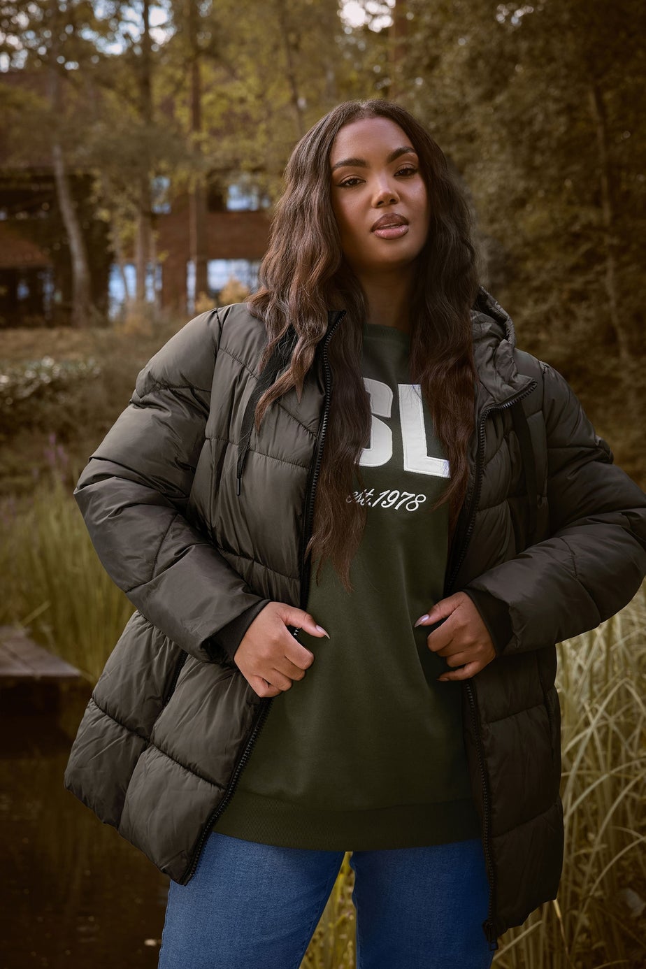 Yours Curve Brown Short Padded Coat