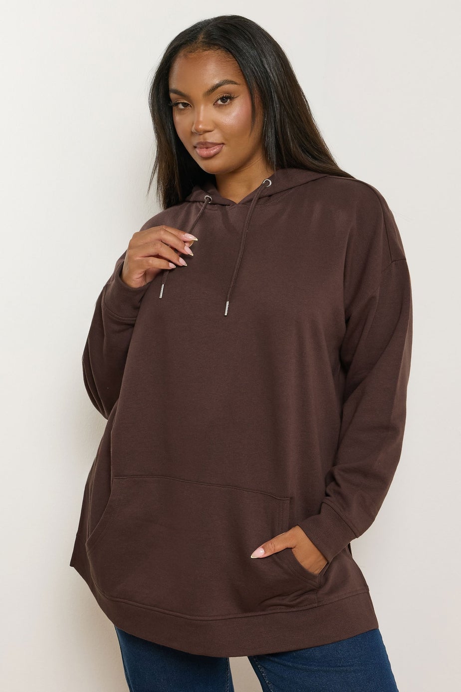 Yours Curve Chocolate Brown Hoodie
