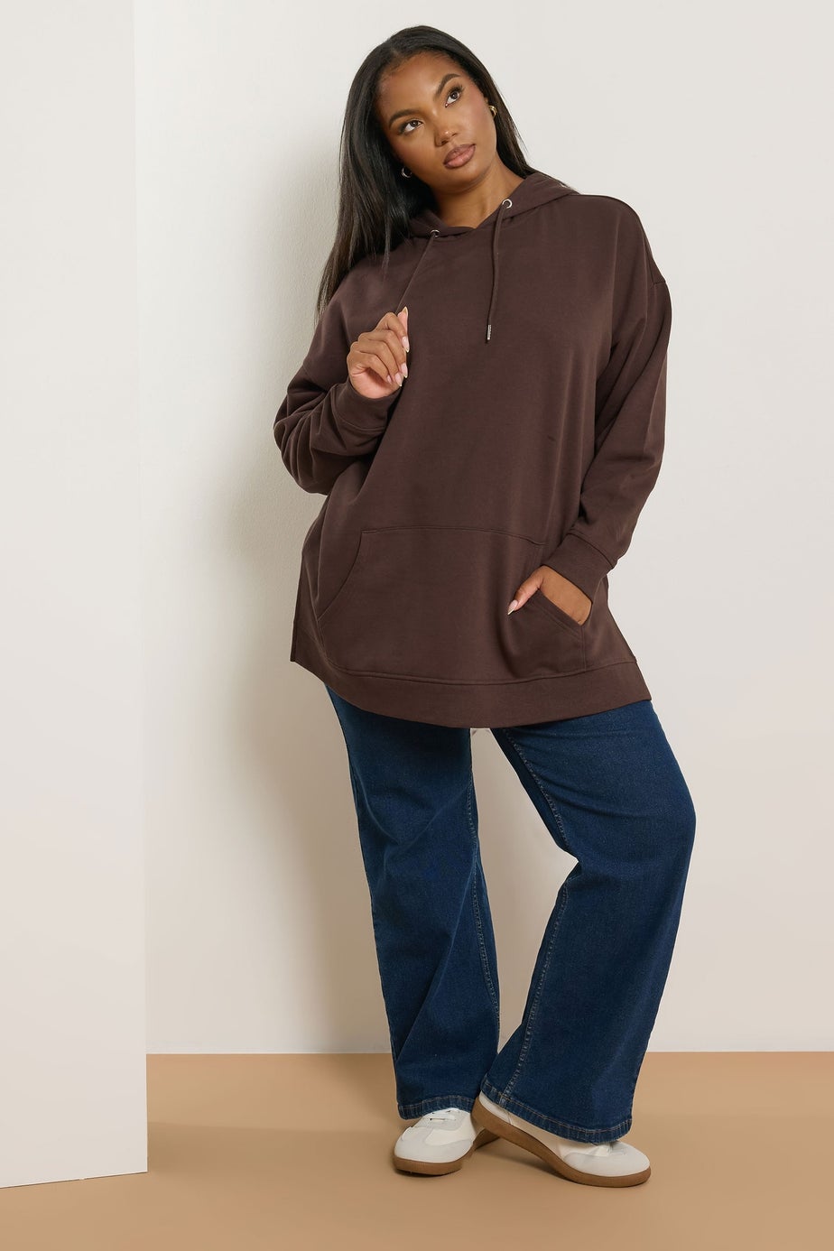 Yours Curve Chocolate Brown Hoodie