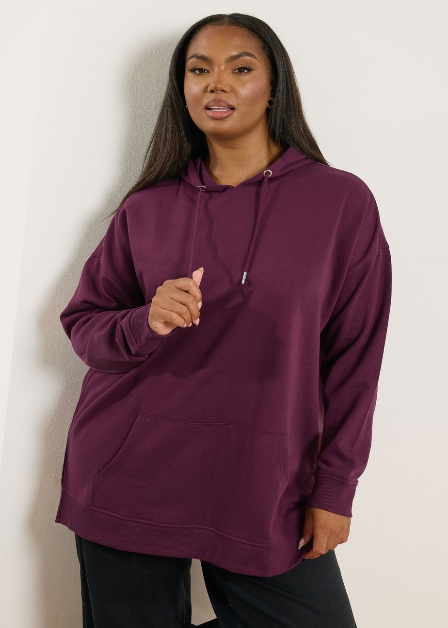 Yours Curve Burgundy Red Hoodie