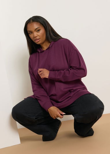 Yours Curve Burgundy Red Hoodie