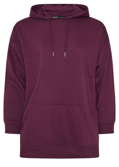 Yours Curve Burgundy Red Hoodie