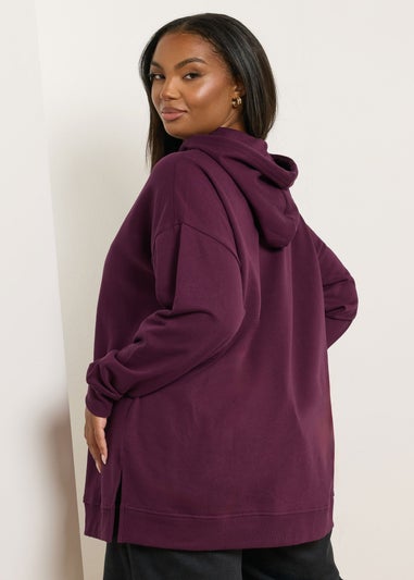 Yours Curve Burgundy Red Hoodie