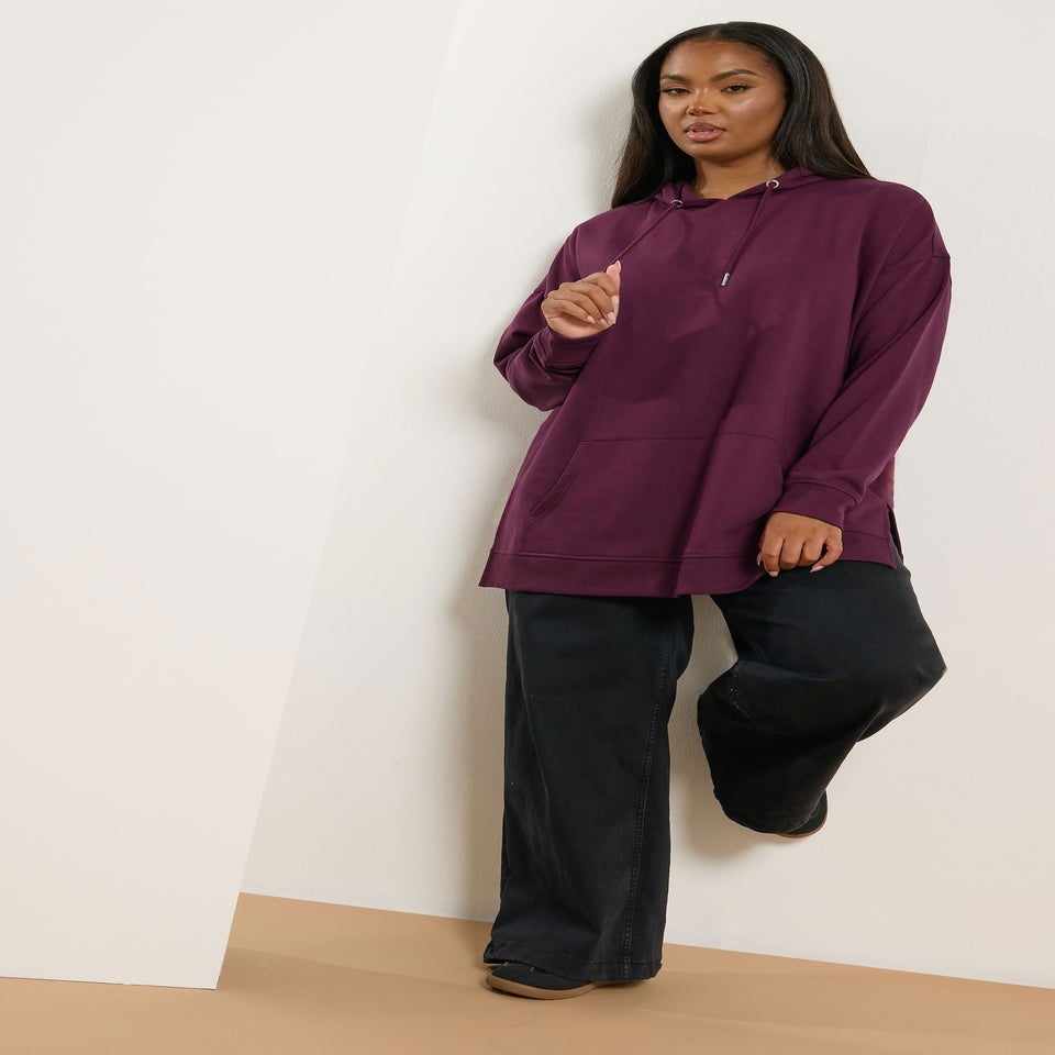 Yours Curve Burgundy Red Hoodie