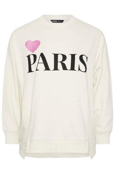 Yours Curve Cream 'Paris' Heart Sweatshirt
