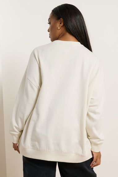 Yours Curve Cream 'Paris' Heart Sweatshirt