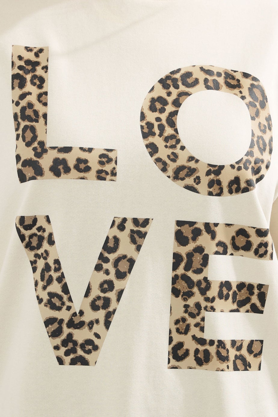 Yours Curve Ivory White Leopard Print 'Love' Sweatshirt