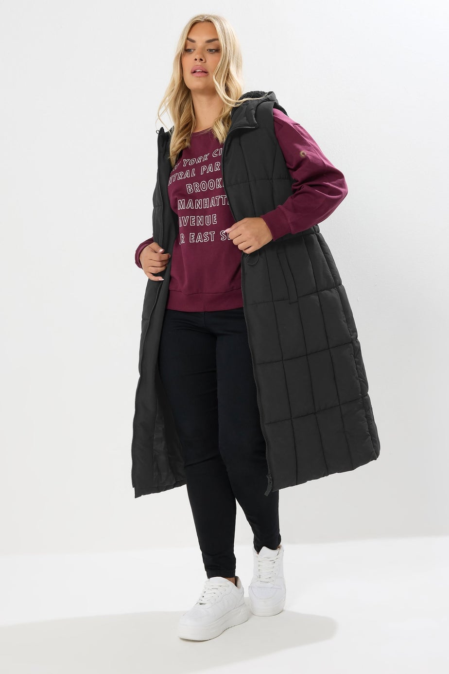 Yours Curve Black Midi Gilet