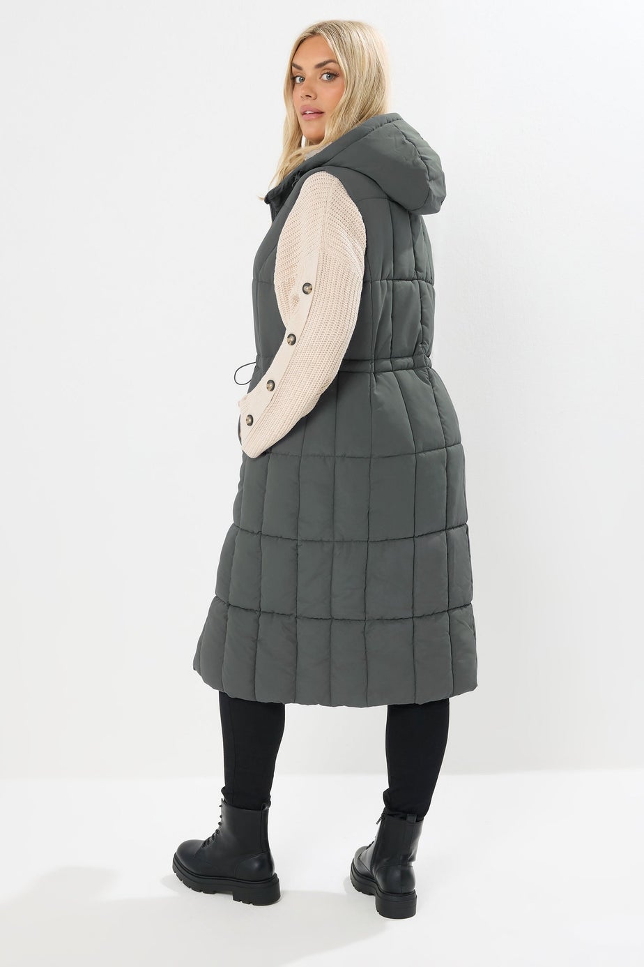 Yours Curve Grey Midi Gilet