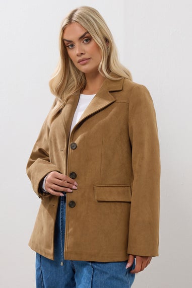 Yours Curve Brown Faux Suede Blazer