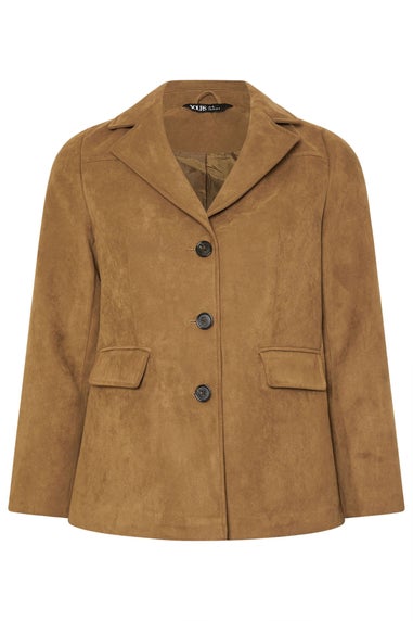 Yours Curve Brown Faux Suede Blazer