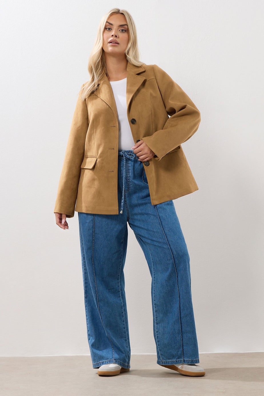 Yours Curve Brown Faux Suede Blazer