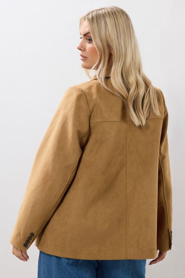Yours Curve Brown Faux Suede Blazer