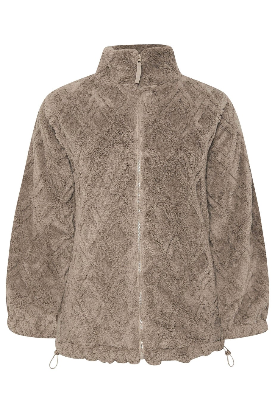 Yours Curve Brown Textured Fleece Jacket