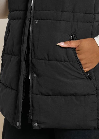 Yours Curve Black Padded Gilet