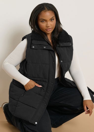Yours Curve Black Padded Gilet