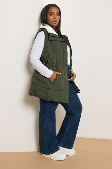 Yours Curve Khaki Green Padded Gilet