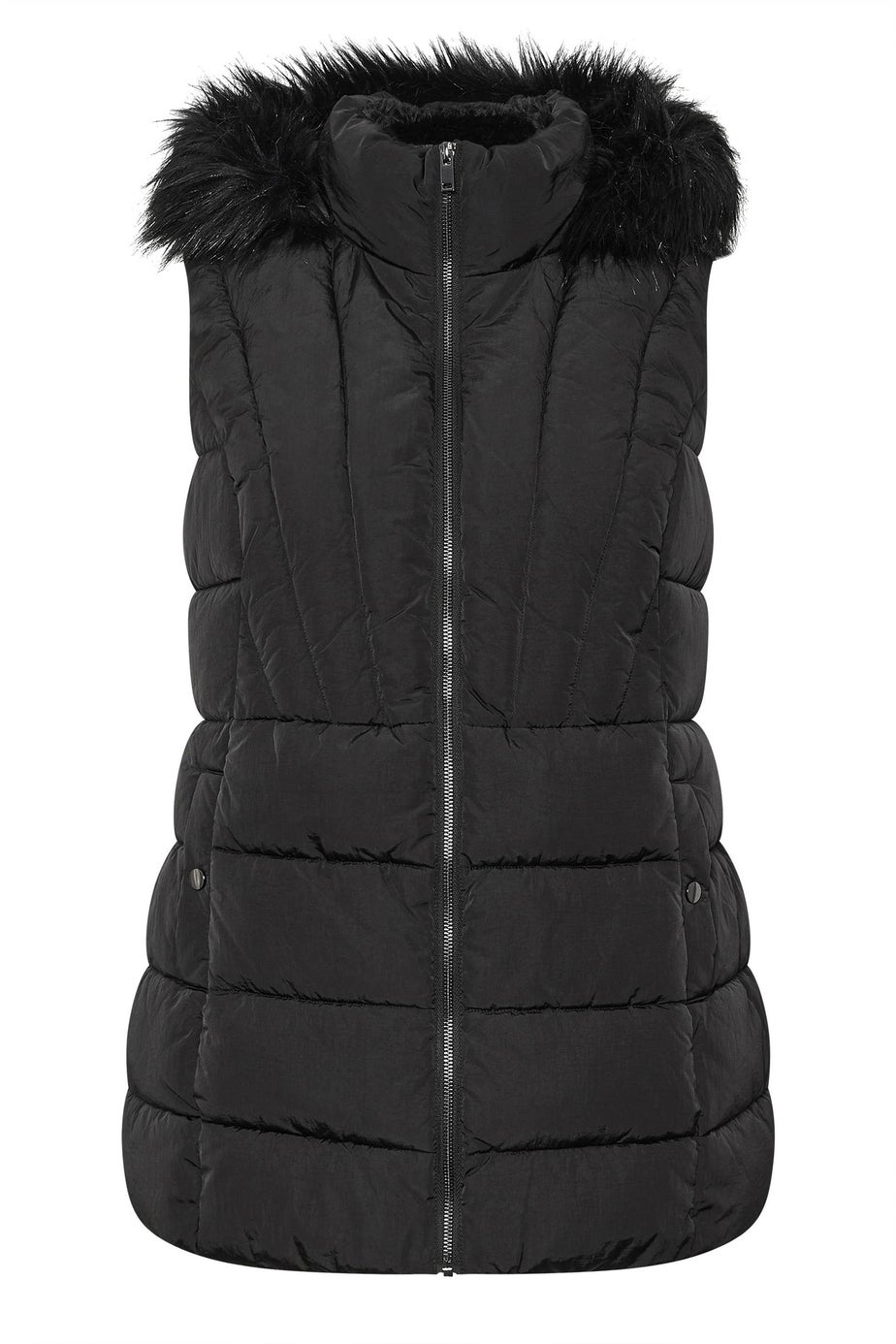 Yours Curve Black Faux Fur Trim Gilet