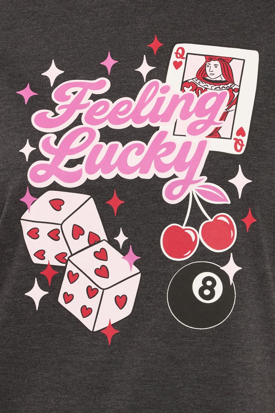 Yours Curve Grey 'Feeling Lucky' Slogan Wide Leg Pyjama Set