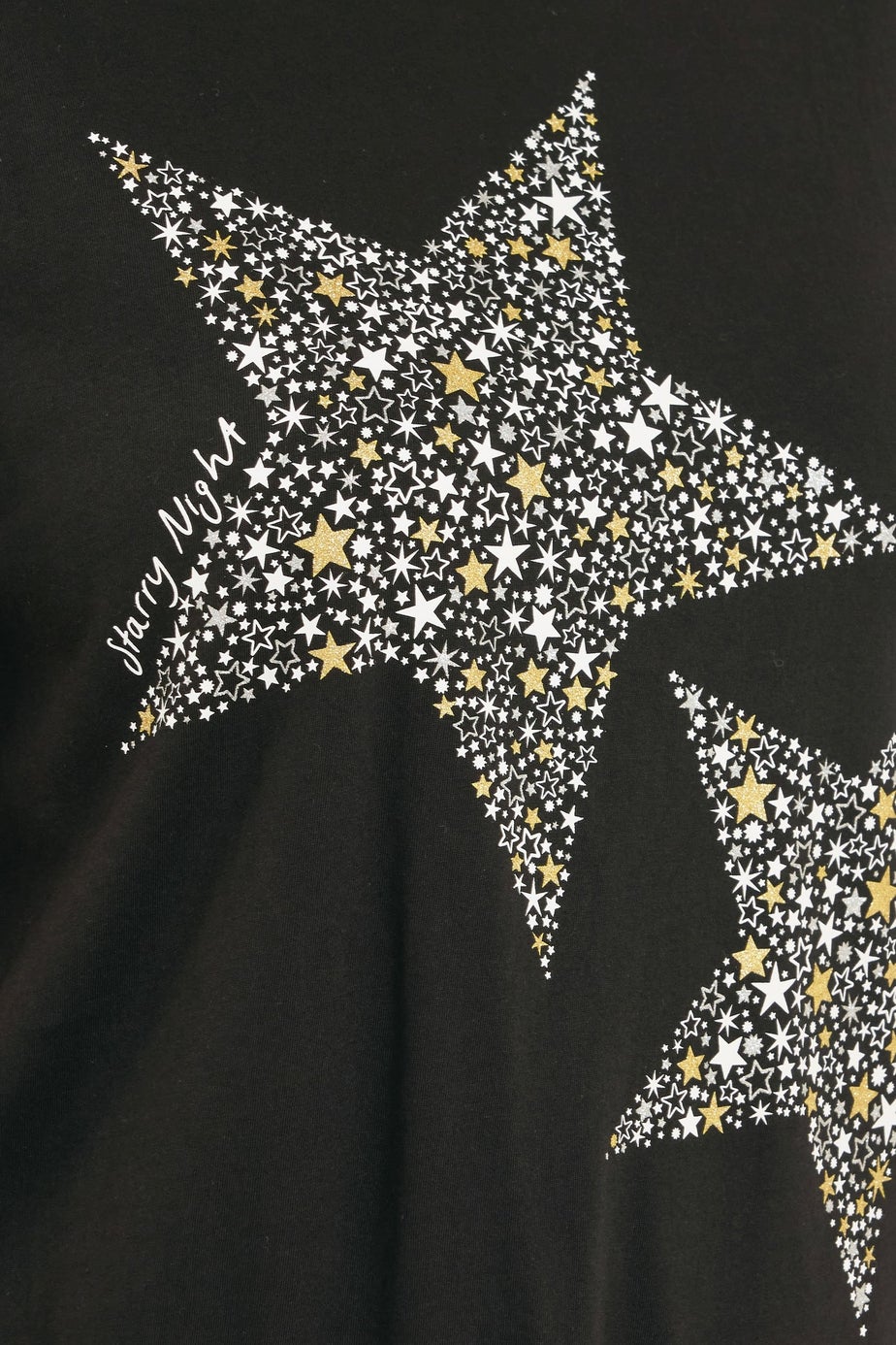 Yours Curve Black Star Print Wide Leg Pyjama Set