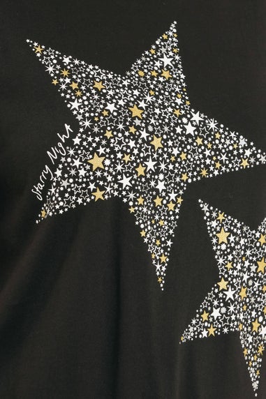 Yours Curve Black Star Print Wide Leg Pyjama Set