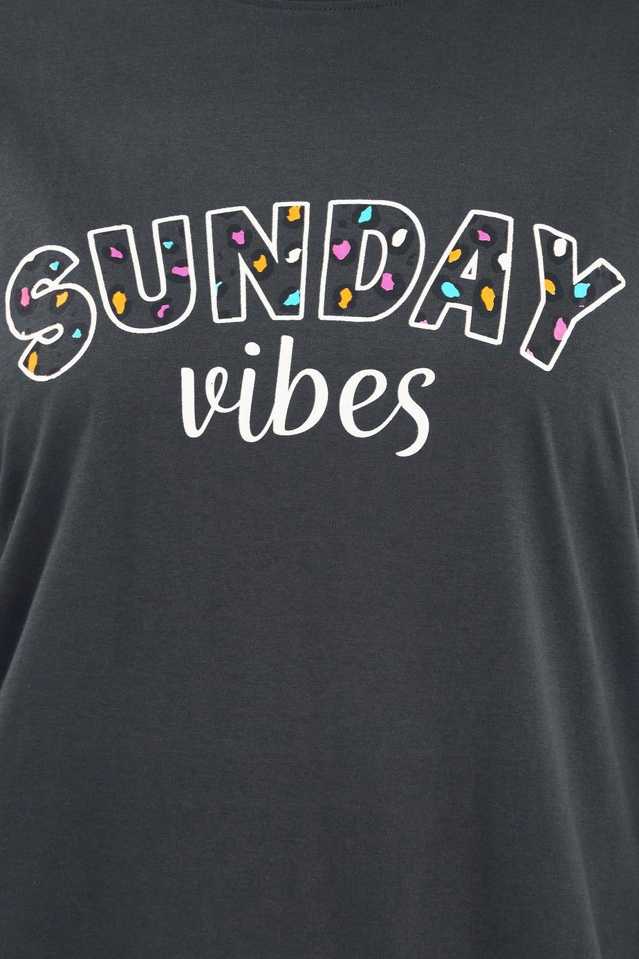 Yours Curve Blue 'Sunday Vibes' Slogan Print Wide Leg Pyjama Set