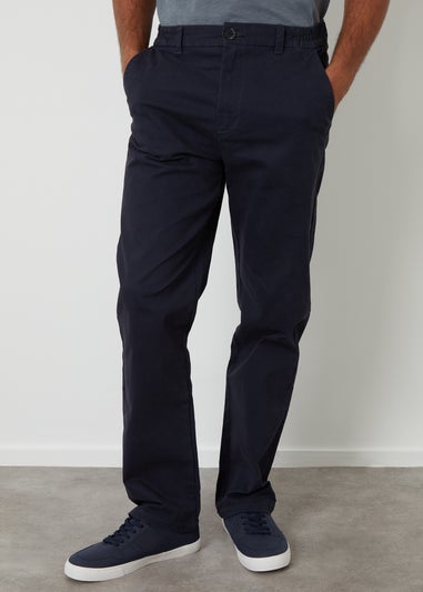Threadbare Navy Straight Leg Stretch Waist Chino Trousers