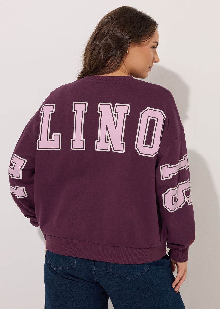 Yours Curve Red 'Illinois' Back Print Sweatshirt